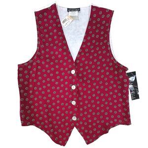 VINTAGE 90’s DEADSTOCK NWT Made USA Women’s Size Large Red Pearl Button Vest